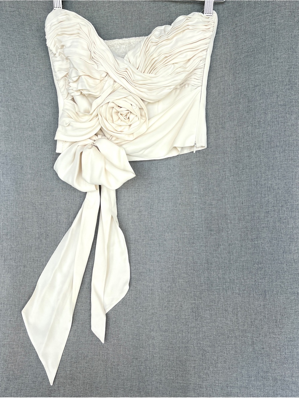 Zara bustier strapless Rose bow belt cream size S NWT